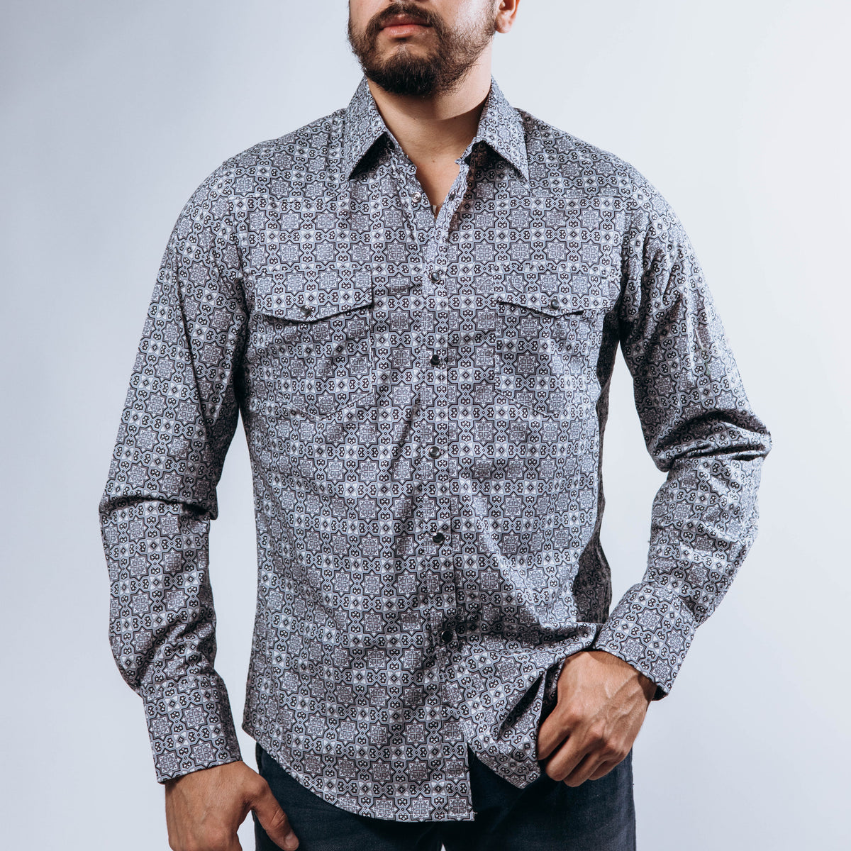 Camisa McAllen Est Mandala Gris/Blanco 048