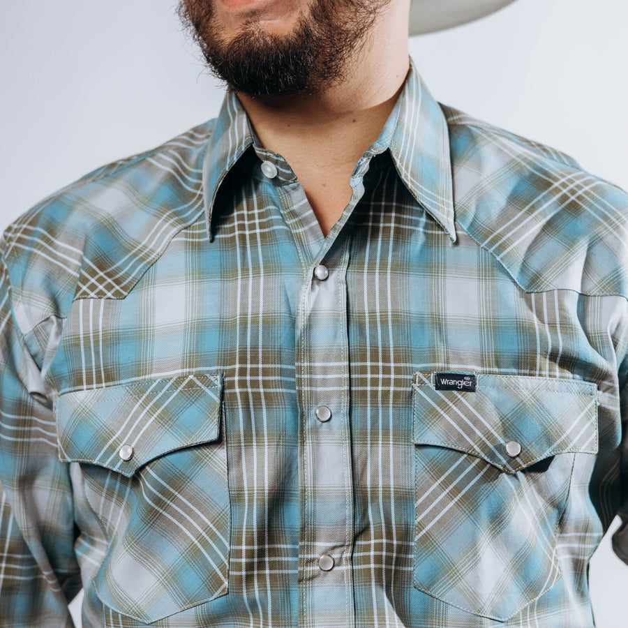 Camisa Wrangler Cuadros Azul/Gris 214