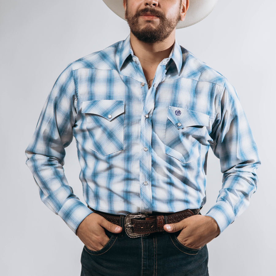 Camisa Wrangler Cuadros Azul/Blanco 221