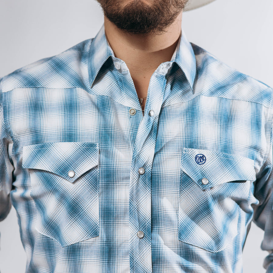 Camisa Wrangler Cuadros Azul/Blanco 221