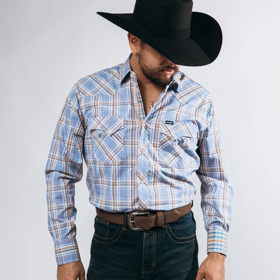 Camisa Wrangler Cuadros Azul/Gris 220