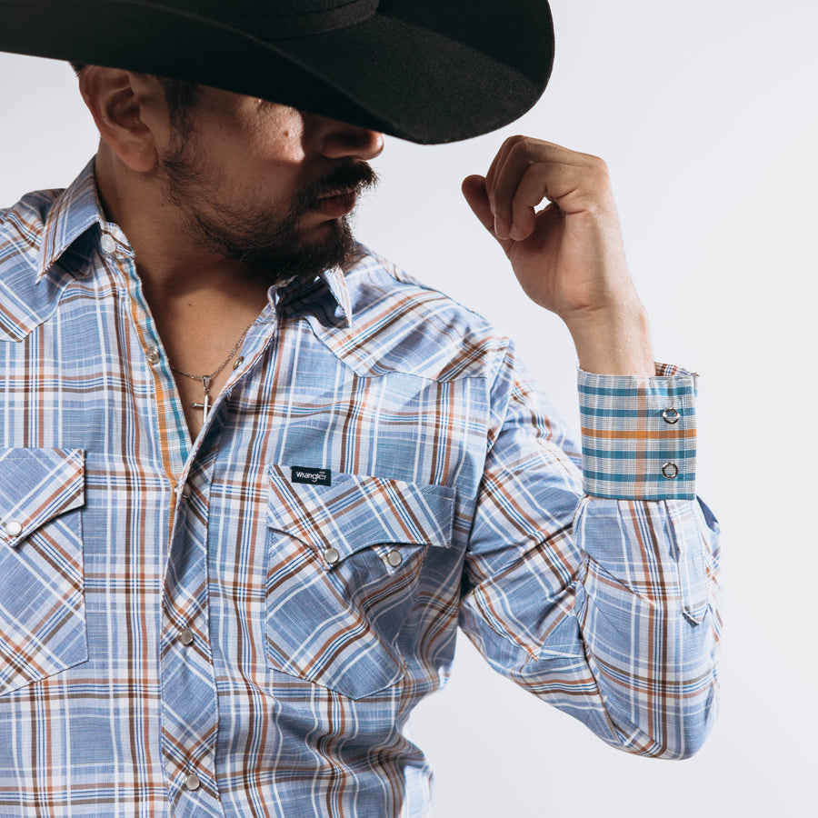Camisa Wrangler Cuadros Azul/Gris 220