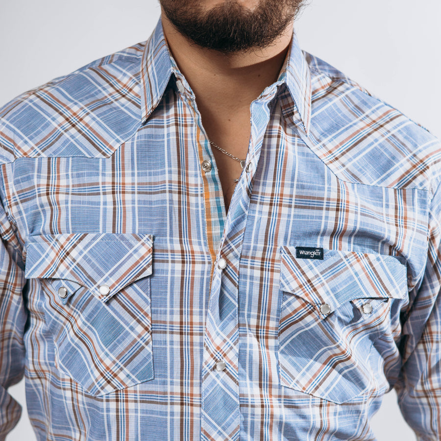 Camisa Wrangler Cuadros Azul/Gris 220