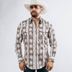 Camisa Wrangler Checotah Blanco/Café 219