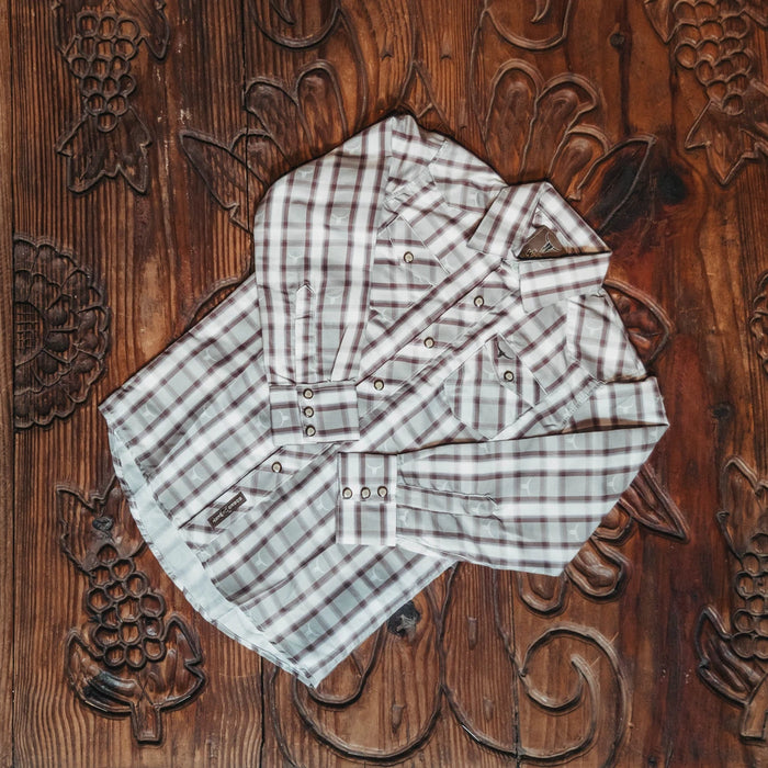 Camisa Rodeo West Kid Cuadros Blanco/Gris 010