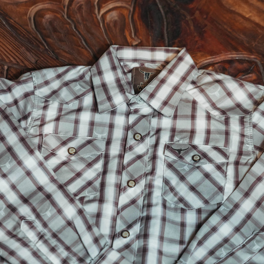 Camisa Rodeo West Kid Cuadros Blanco/Gris 010