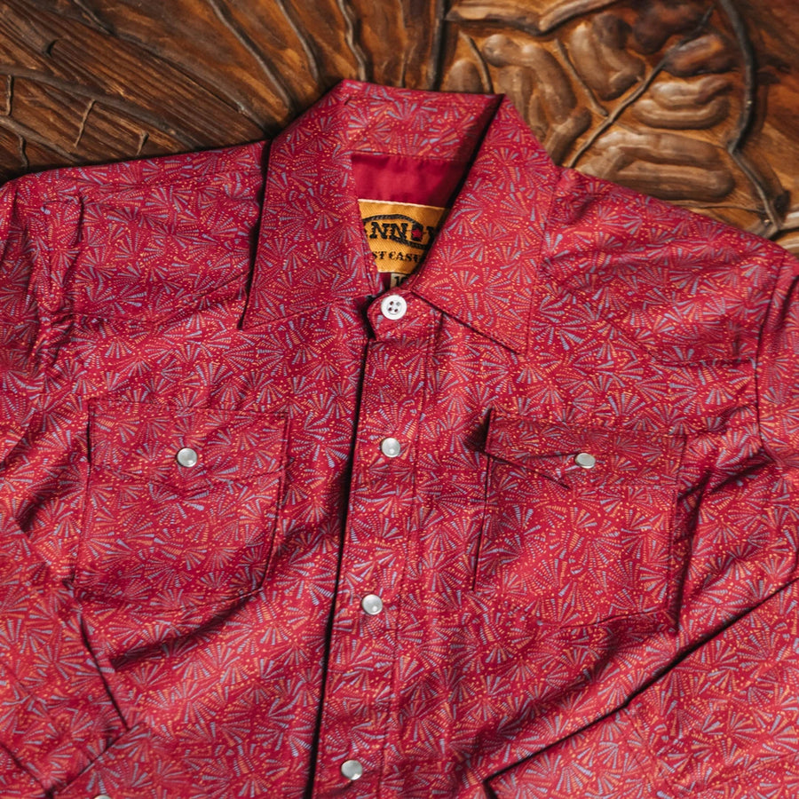 Camisa Hannover Kids Estampada Vino/Azul 012