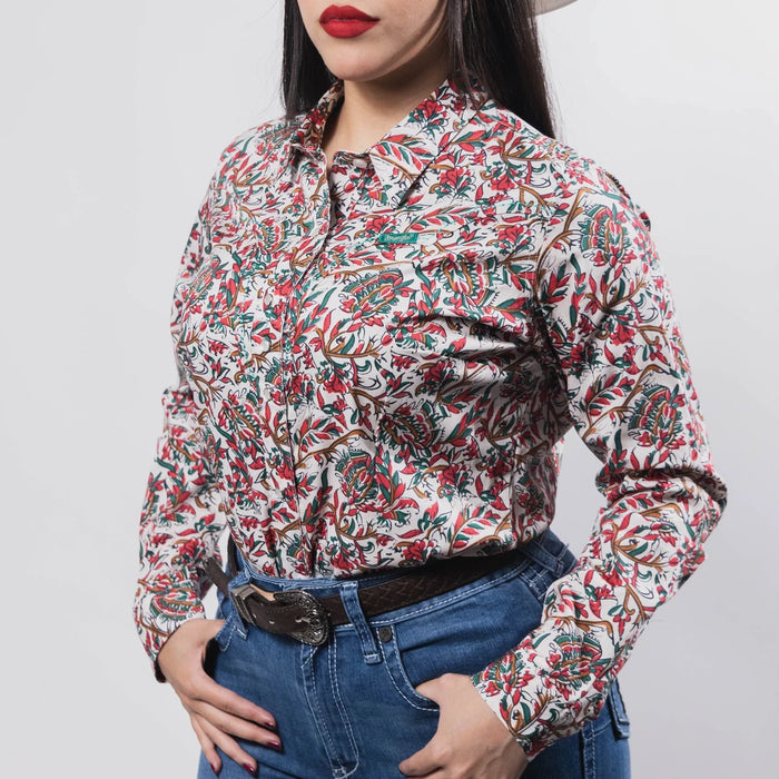 Blusa Wrangler Estampada Flor Verde/Rojo 071
