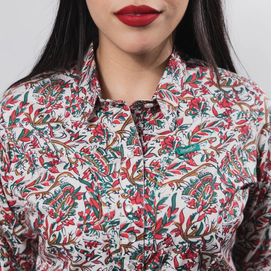 Blusa Wrangler Estampada Flor Verde/Rojo 071