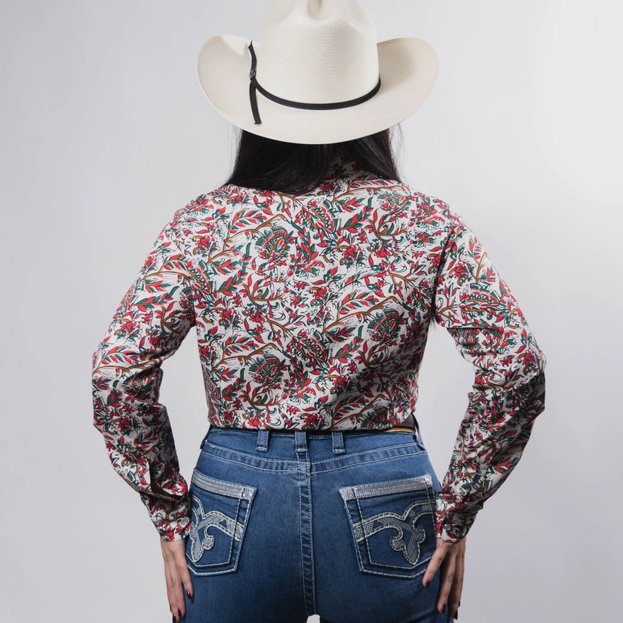 Blusa Wrangler Estampada Flor Verde/Rojo 071