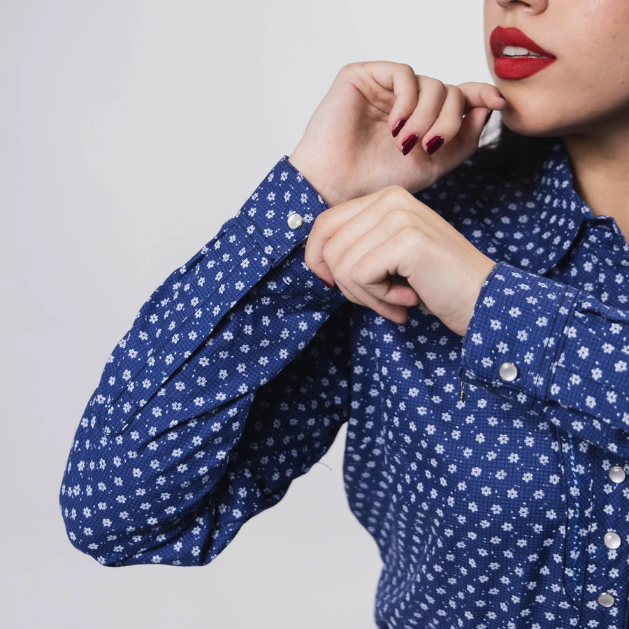 Blusa Wrangler Estampada Azul Flor Blanco 072
