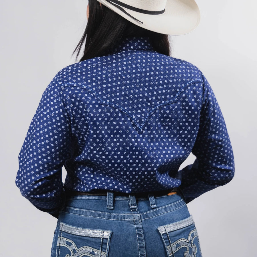 Blusa Wrangler Estampada Azul Flor Blanco 072