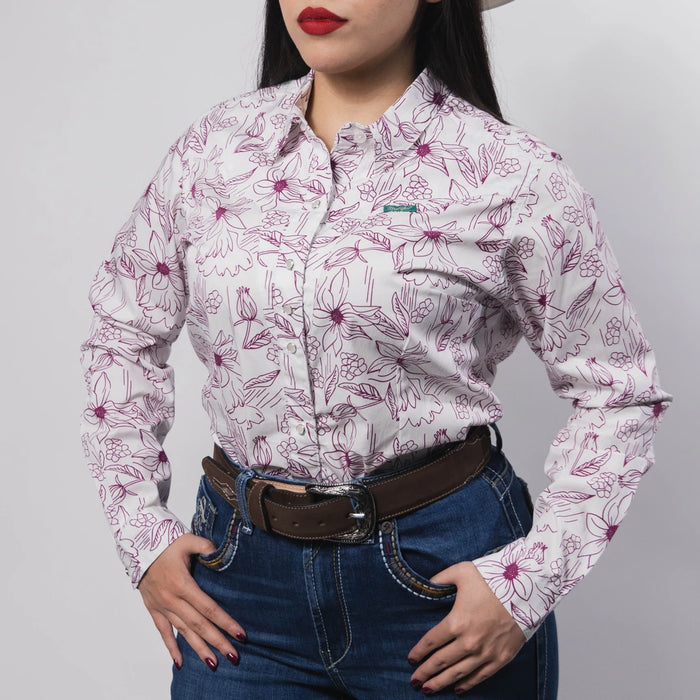Blusa Wrangler Estampada Flor Blanco/Fucsia 076