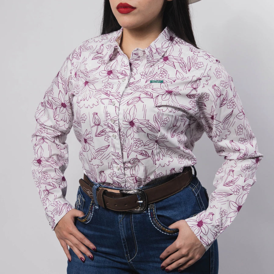 Blusa Wrangler Estampada Flor Blanco/Fucsia 076