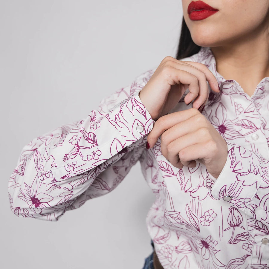 Blusa Wrangler Estampada Flor Blanco/Fucsia 076