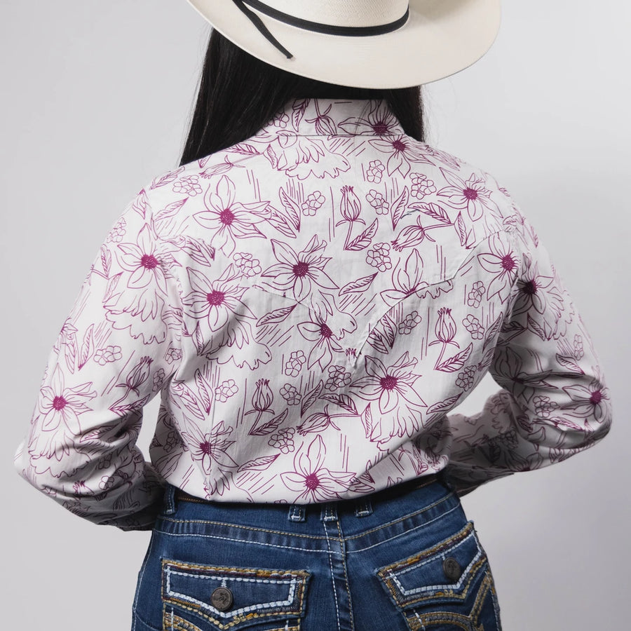Blusa Wrangler Estampada Flor Blanco/Fucsia 076