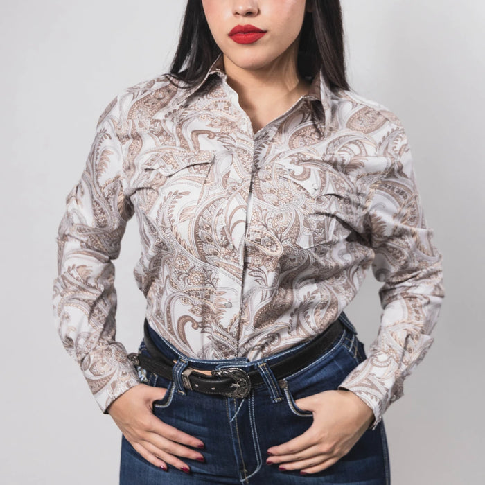 Blusa Cactus Estampada Amibas Blanco/Café 032
