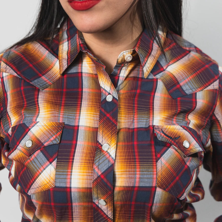 Blusa McAllen Manga Corta Cuadros Gris/Rojo 006