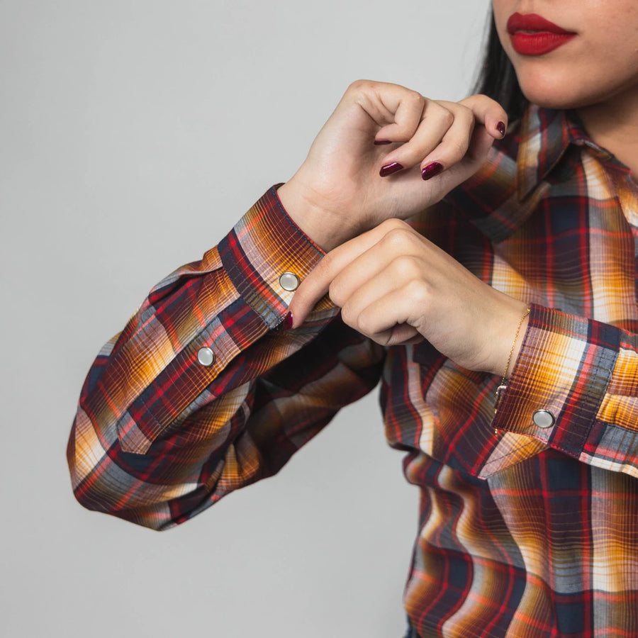 Blusa McAllen Manga Corta Cuadros Gris/Rojo 006