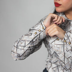 Blusa Rodeo West Est Blanco/Gris 012
