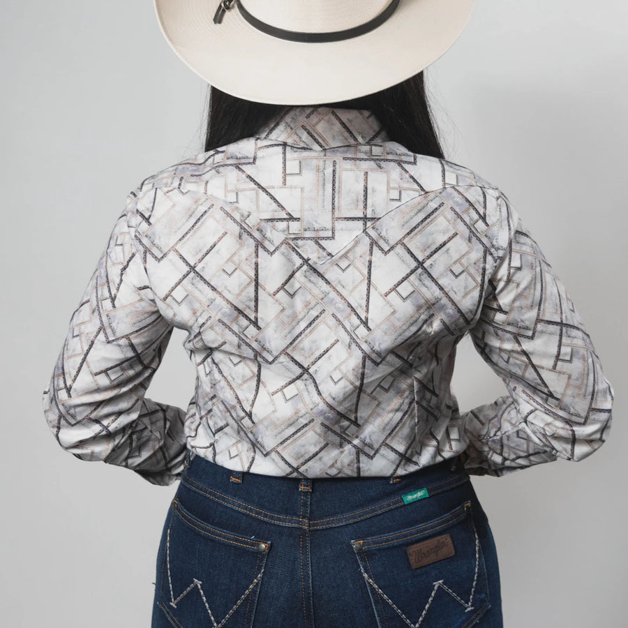 Blusa Rodeo West Estampada Blanco/Gris 012