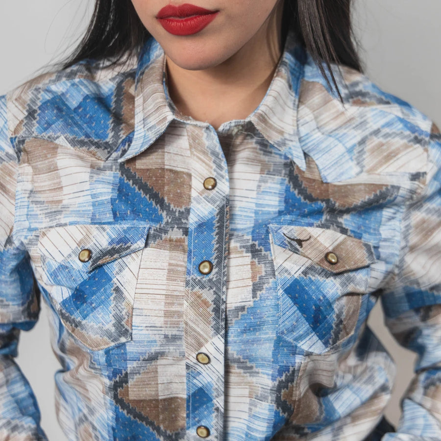 Blusa Rodeo West Estampada Azul/Arena 013