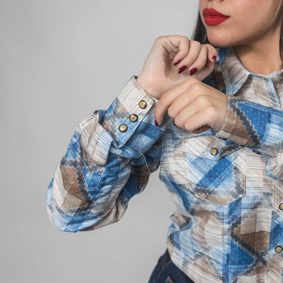 Blusa Rodeo West Estampada Azul/Arena 013
