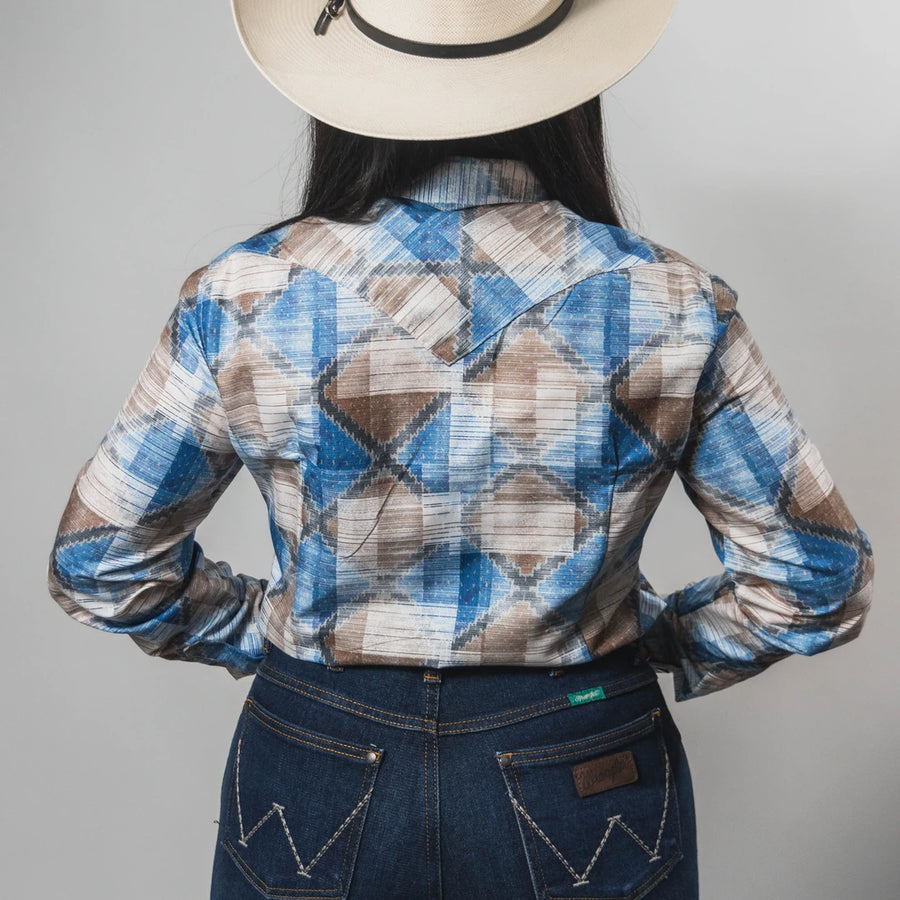 Blusa Rodeo West Estampada Azul/Arena 013
