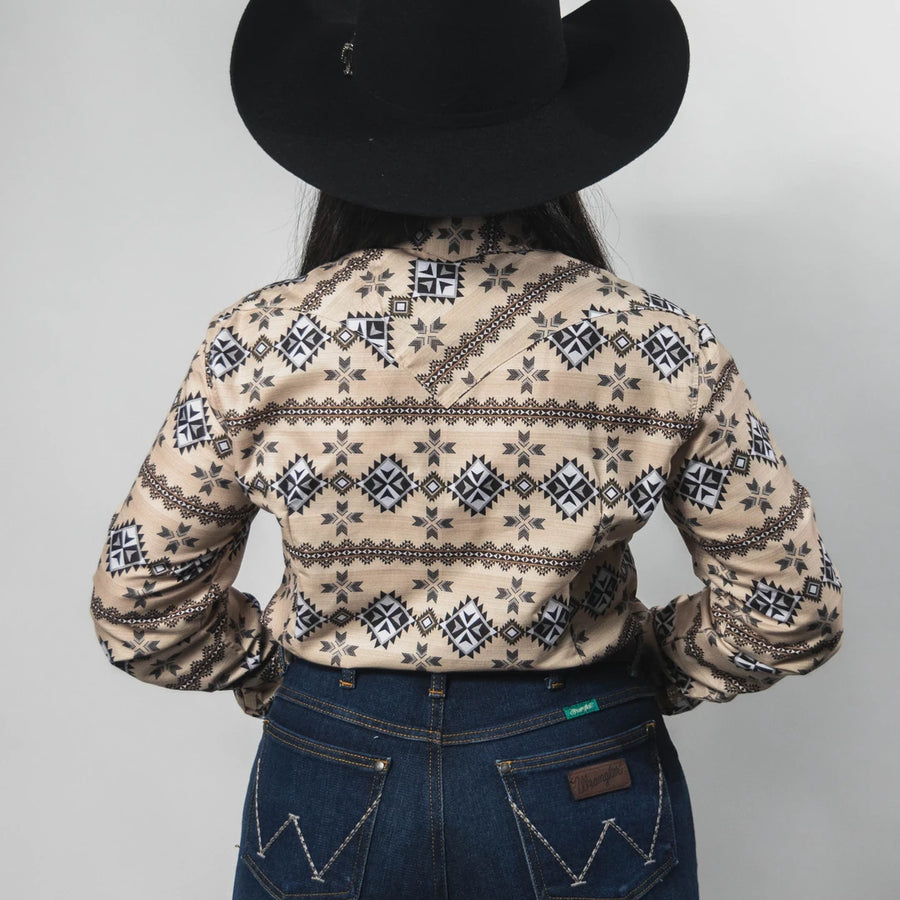Blusa Rodeo West Estampada Navajo Beige 019
