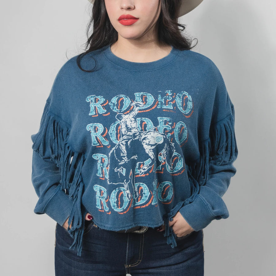 Sudadera Rock&Roll Rodeo Flecos Azul 002
