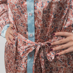 Vestido Rock&Roll Satin Est Rosa Flores 007