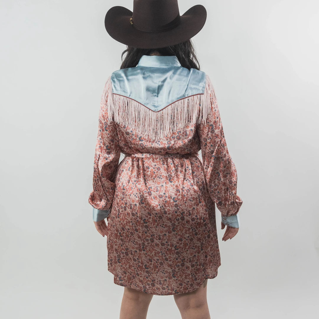 Vestido Rock&Roll Satin Est Rosa Flores 007
