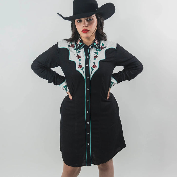 Vestido Rock&Roll Lsyoked Borado Negro 011