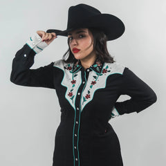 Vestido Rock&Roll LSYoked Borado Negro 011