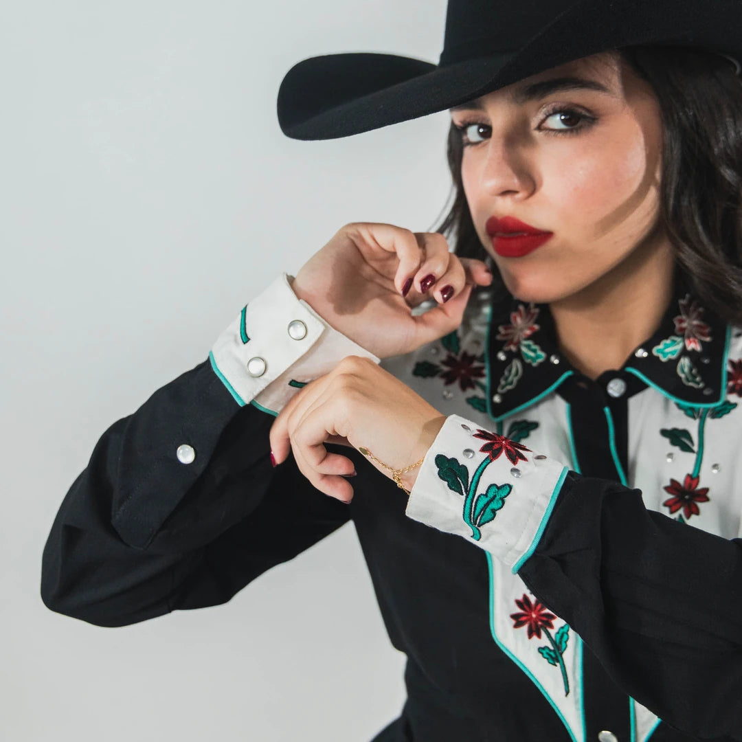Vestido Rock&Roll LSYoked Borado Negro 011