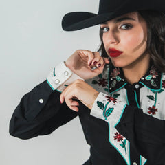 Vestido Rock&Roll LSYoked Borado Negro 011