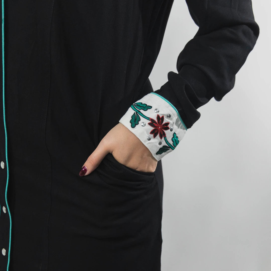 Vestido Rock&Roll LSYoked Borado Negro 011