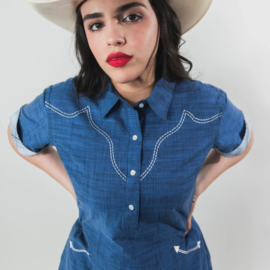 Vestido Panhandle MC Bordado Azul 013
