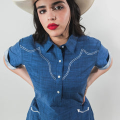 Vestido Panhandle MC Bordado Azul 013