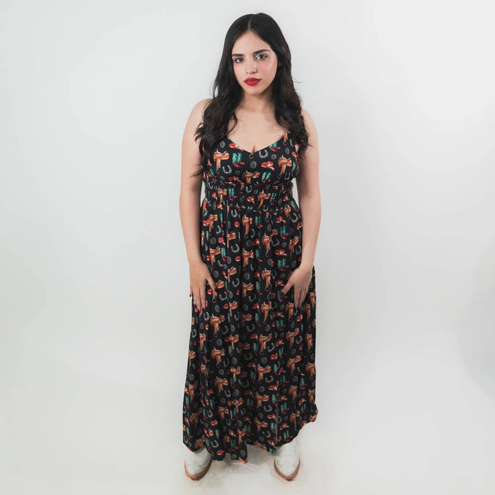 Vestido Rock&Roll Estampada West Negro 018