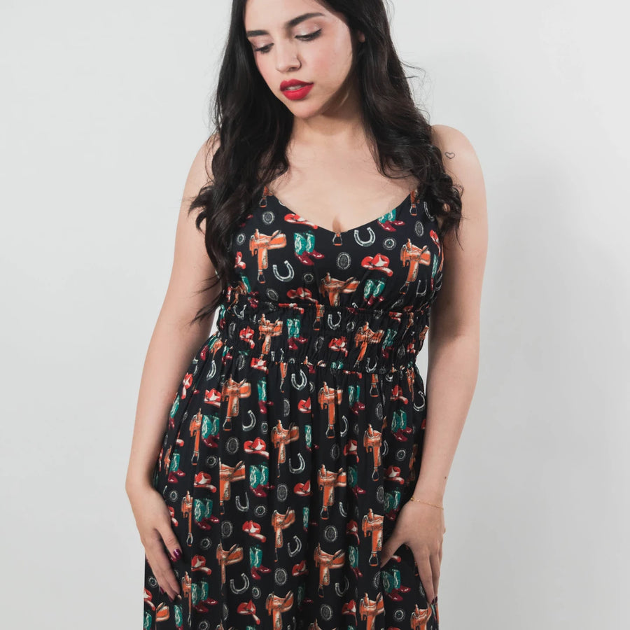 Vestido Rock&Roll Estampada West Negro 018