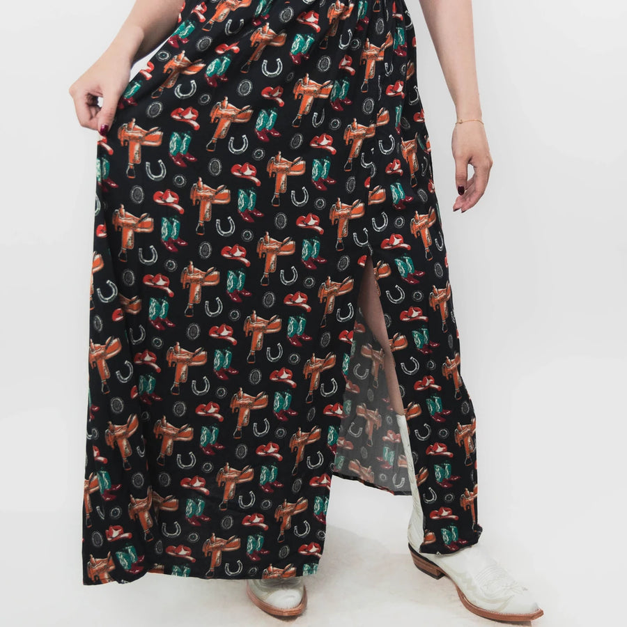 Vestido Rock&Roll Estampada West Negro 018