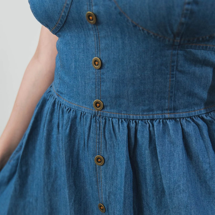 Vestido Rock&Roll Liso Mezclilla Tirantes 021