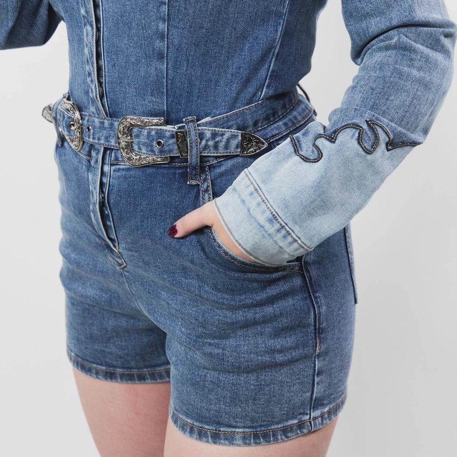 Romper Rock&Roll Manga Larga Liso Mezclilla 2TONE 024