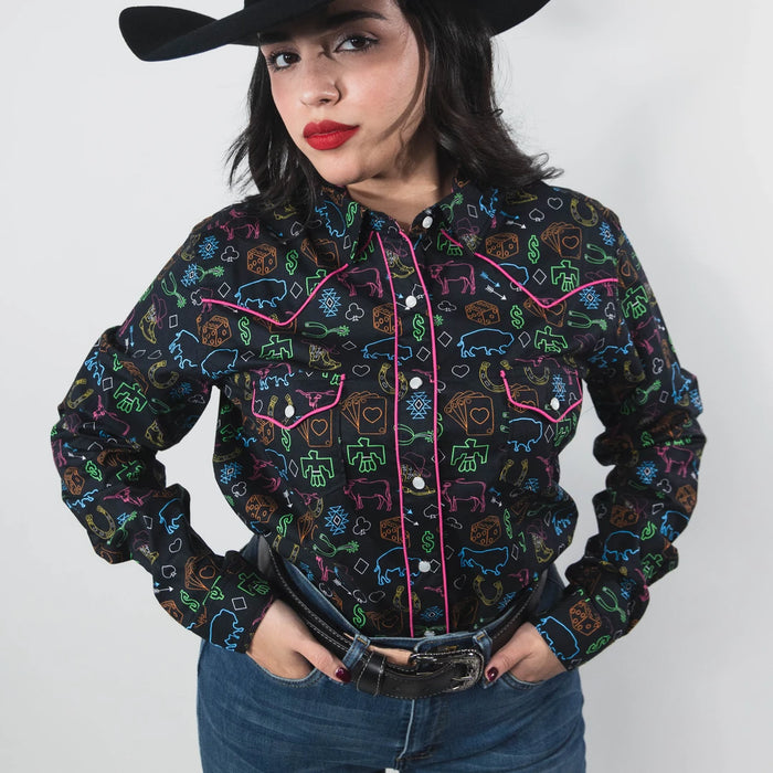 Blusa Panhandle Estampada Vegas Print Negro 014