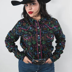 Blusa Panhandle Est Vegas Print Negro 014