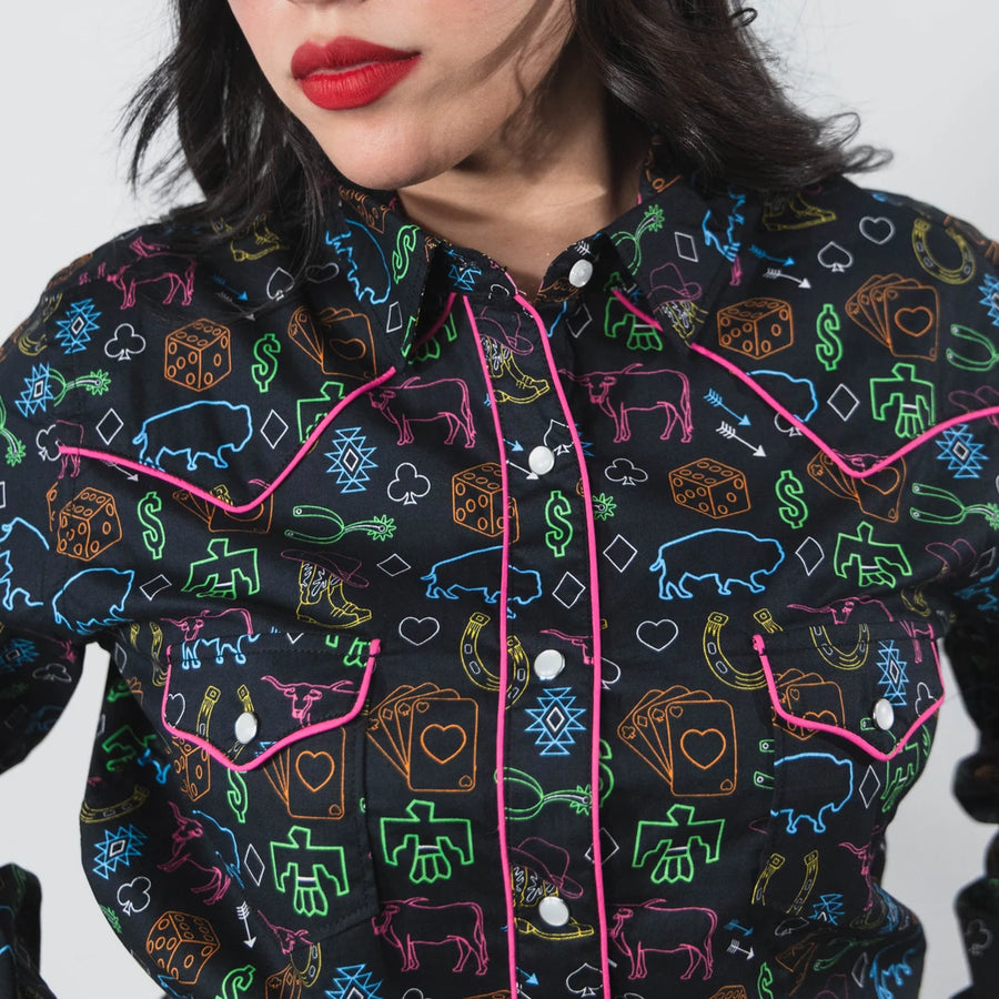 Blusa Panhandle Estampada Vegas Print Negro 014