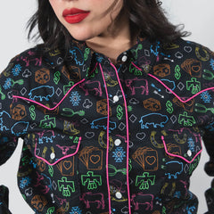 Blusa Panhandle Est Vegas Print Negro 014