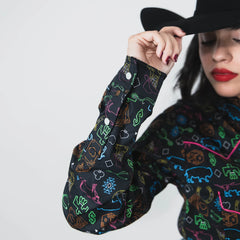 Blusa Panhandle Est Vegas Print Negro 014