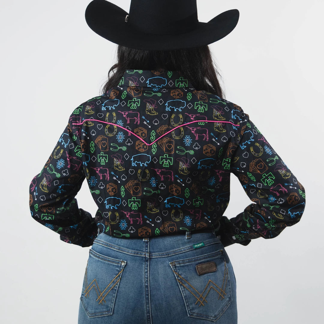 Blusa Panhandle Est Vegas Print Negro 014